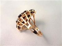 14K Gold Ring (9) Oval Tanzanite 6x4mm Cabochons Cluster Setting Ring Size 6.5