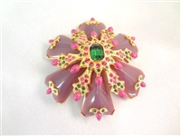 Joan Rivers (5) Large Oversize Floral Enamel Rhinestone Brooches