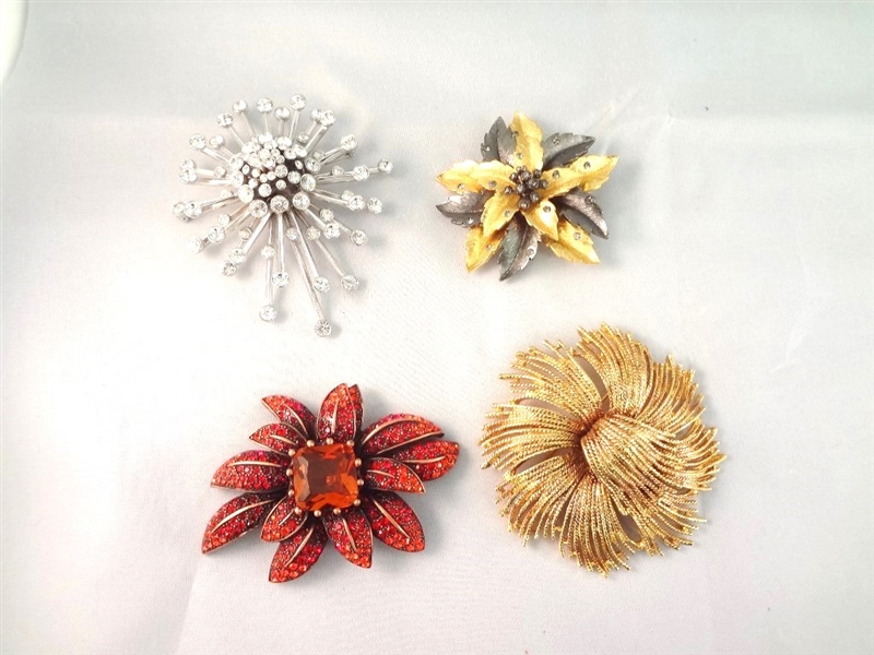 Joan Rivers (4) Oversize Rhinestone Enameled Brooches