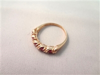 14K Gold Ring (5) Round Rubies 2.6mm Ring Size 6.5