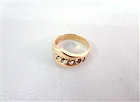 14K Gold Ring Rope Center White Gold Detail Ring Size .11 Troy Ounces