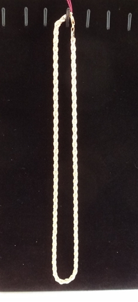 14K Gold Rope Chain Necklace 18" long, total weight .32 troy ounces