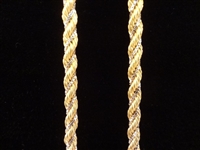 14K Gold Rope Chain Necklace 18 long, total weight .32 troy ounces