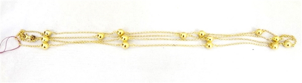14K Gold Opera Length Ball and Chain Necklace 40" Long, .14 troy ounces