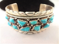 Wayne Cheama Zuni Sterling Turquoise Cuff Bracelet Total Weight 2.03 troy ounces