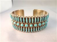 M.D. Besselente Zuni Needlepoint Sterling and Turquoise Cuff Bracelet