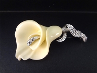 Nolan Miller Cala Lily Vintage Rhinestone Brooches Pendant and Earrings