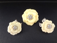 Nolan Miller Cala Lily Vintage Rhinestone Brooches Pendant and Earrings
