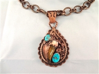 Running Bear Tiger Eye Sterling Copper Bear Claw Pendant Necklace and Cuff Bracelet
