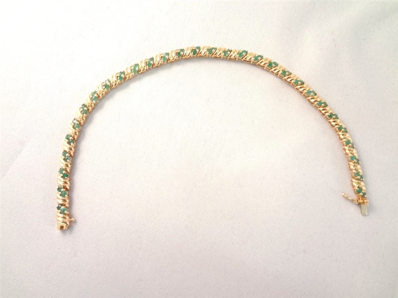 14K Gold Tennis Bracelet (60) Round Emeralds 2mm (1.8 carats)