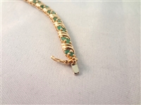 14K Gold Tennis Bracelet (60) Round Emeralds 2mm (1.8 carats)