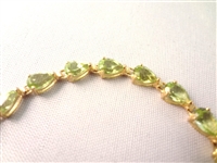 14K Gold Tennis Bracelet (22) Pear Cut Peridots 6x4mm 5.5 carats