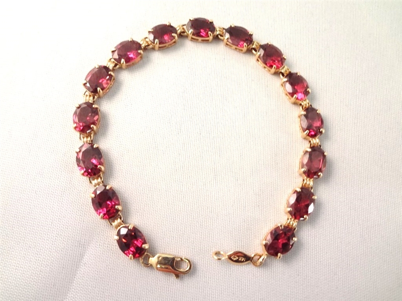 14K Gold Tennis Bracelet (15) Oval Amethyst 7x4mm (7.5 carat)