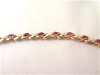 14K Gold Sapphire Diamond Tennis Bracelet (21) Marquise Sapphires 4x2mm, (21) Diamond Chips