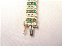 14K Gold Emerald and Diamond tennis Bracelet (69) Round Emerald 2.6mm (69) Diamonds
