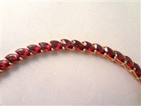 14K Gold Tennis Bracelet (38) Marquise Cut Garnet 6x3mm (9) Carats