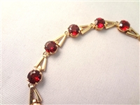 14K Gold and Garnet Tennis Bracelet (13) Round Garnets 3.5mm