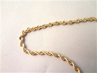 14K Gold Necklace Rope Chain 32 Long, .14 troy ounces
