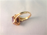 10K Gold Pendant, Necklace, Ring Set Purple Cabochon Total Weight .48 Troy Ounces