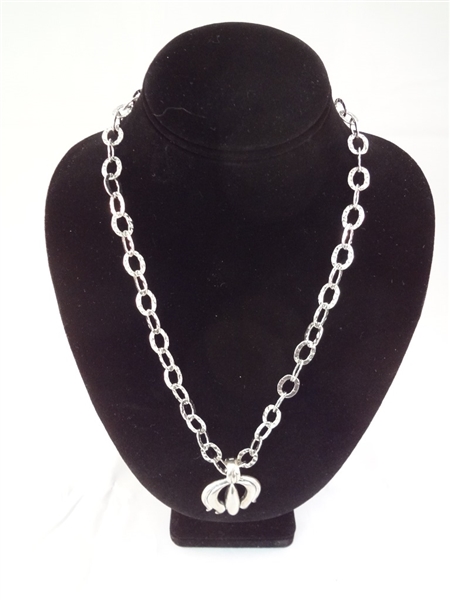 Carolyn Pollack Sterling Silver Squash Blossom Pendant Heavy Link Necklace