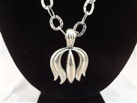 Carolyn Pollack Sterling Silver Squash Blossom Pendant Heavy Link Necklace