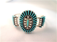 Zuni artist Ed Coyote Cooeyale Sterling Needlepoint, Cuff, Earrings, Ring, Necklace, Pendant