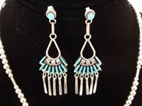Zuni artist Ed Coyote Cooeyale Sterling Needlepoint, Cuff, Earrings, Ring, Necklace, Pendant