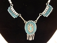 Zuni artist Ed Coyote Cooeyale Sterling Needlepoint, Cuff, Earrings, Ring, Necklace, Pendant