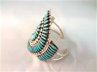 Joe Corbet Zuni Needlepoint Cuff Sterling Turquoise Bracelet