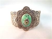Carolyn Pollack Sleeping Beauty Cuff, Ring, Pendant Suite Center Green Turquoise, Peridot