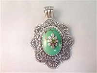 Carolyn Pollack Sleeping Beauty Cuff, Ring, Pendant Suite Center Green Turquoise, Peridot