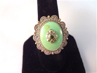 Carolyn Pollack Sleeping Beauty Cuff, Ring, Pendant Suite Center Green Turquoise, Peridot