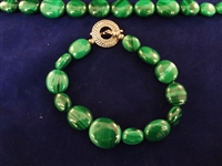 Carolyn Pollack Malachite Sterling Silver Jewelry Suite Necklace, Pendant, Ring, Bracelet