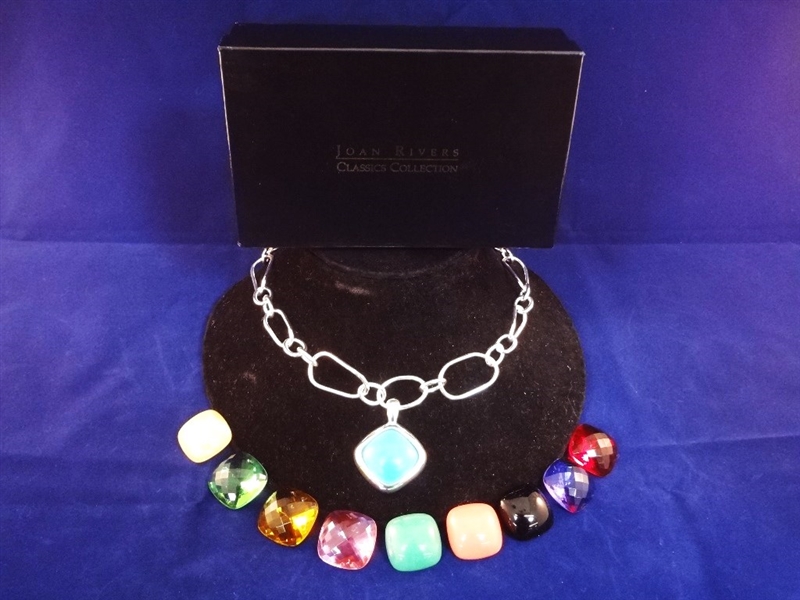 Joan Rivers Chic Link 10 Interchangeable Pendant Necklace Original Box