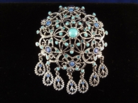 Joan Rivers (4) Large Chunky Oversize Floral Brooches: Enameled, Rhinestones