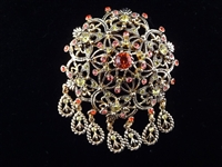 Joan Rivers (4) Large Chunky Oversize Floral Brooches: Enameled, Rhinestones