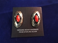 Southwest Sterling Silver Red Coral Jewelry Suite Necklace, Bracelet, Pendant, Earrings, Ring