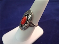 Southwest Sterling Silver Red Coral Jewelry Suite Necklace, Bracelet, Pendant, Earrings, Ring