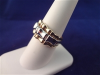 14K Solid Gold White/Yellow Ring Bamboo Cut .19 Troy Ounces