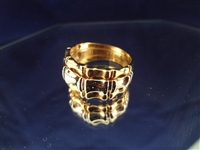 14K Solid Gold White/Yellow Ring Bamboo Cut .19 Troy Ounces