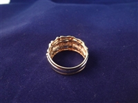 14K Solid Gold White/Yellow Ring Bamboo Cut .19 Troy Ounces