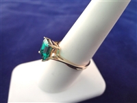 14K Gold Emerald Cut Emerald Solitaire 8x6mm, ring size 7.75