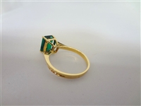 14K Gold Emerald Cut Emerald Solitaire 8x6mm, ring size 7.75