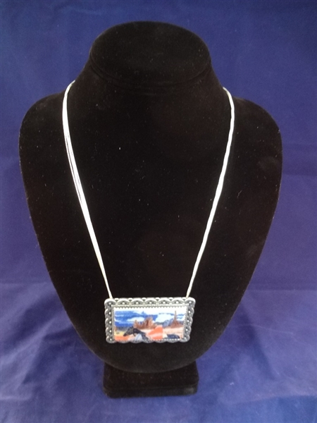 Sterling Silver Mestizo Series Pendant Amado Pena Jr. with Liquid Silver Multi Strand Necklace