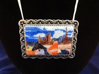 Sterling Silver Mestizo Series Pendant Amado Pena Jr. with Liquid Silver Multi Strand Necklace