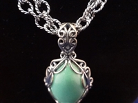 Carolyn Pollack Sterling Silver Turquoise Jewelry Suite Necklace, Pendant, Ring, Bracelet