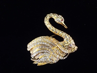 Nolan Miller (4) Oversize Bird Brooches Rhinestone Swarovski Enameled