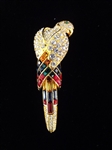 Nolan Miller (4) Oversize Bird Brooches Rhinestone Swarovski Enameled