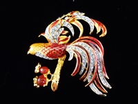 Nolan Miller (4) Oversize Bird Brooches Rhinestone Swarovski Enameled