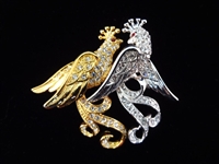 Nolan Miller (4) Oversize Bird Brooches Rhinestone Swarovski Enameled
